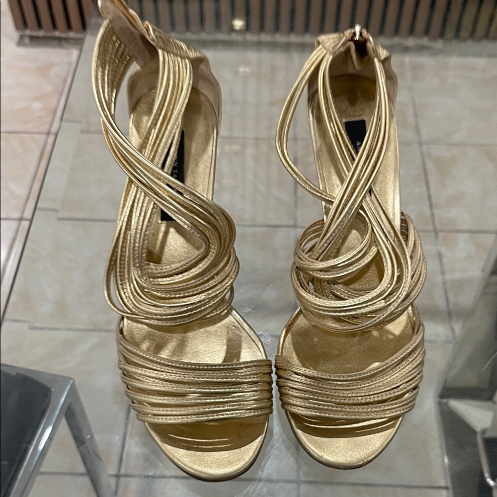 Ann Taylor Strappy Gold Heels